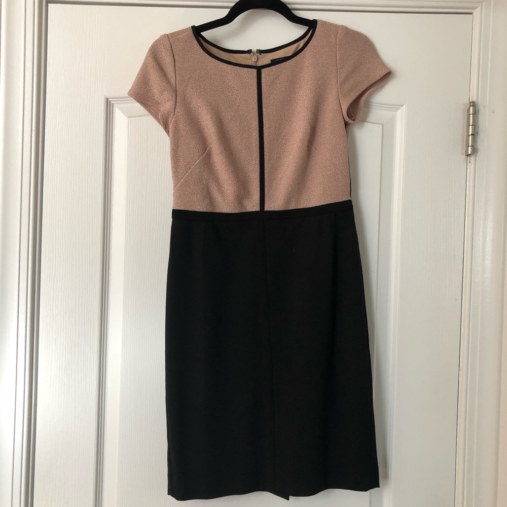 Classic cut black and tan Ann Taylor dress